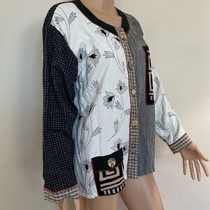 VINTAGE 80s Women's 24 KARAT Patchwork ABSTRACT Rayon LAGENLOOK JACKET
